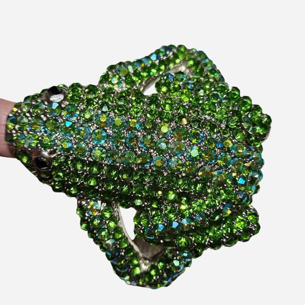green frog bling rhinestone bangle bracelet